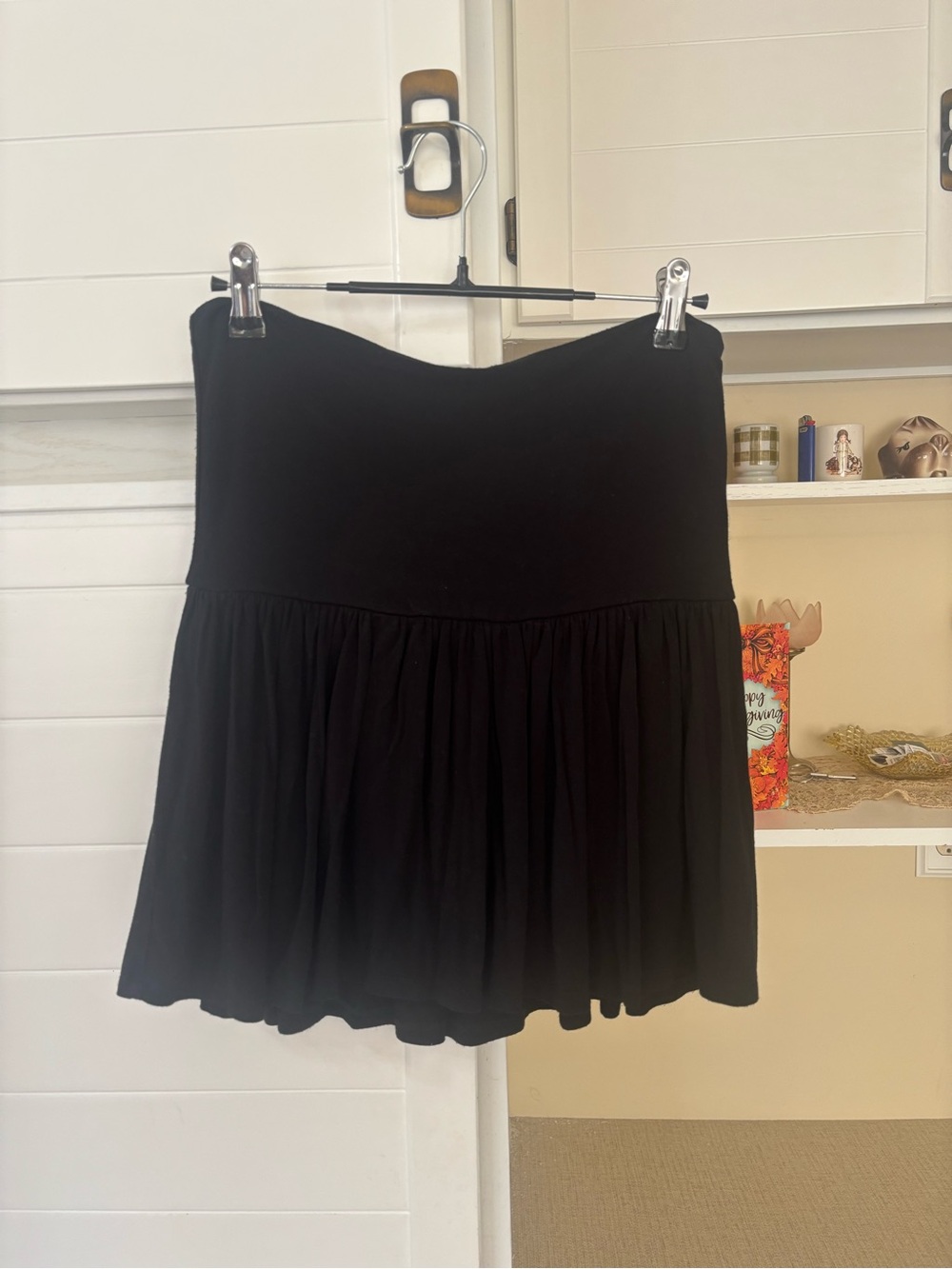 Black fold over mini skort